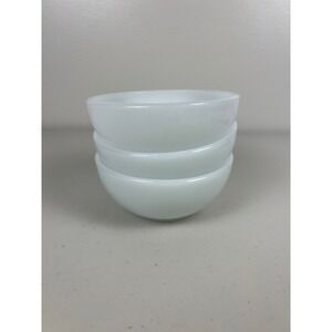 Fire-King Milk Glass White Chili Custard Bowls Set of 3 Vintage Oven Ware 5 inch